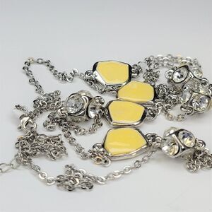 𝅺LIGHT Long Necklace with Crystals and Enamel Glazed Flat Beads